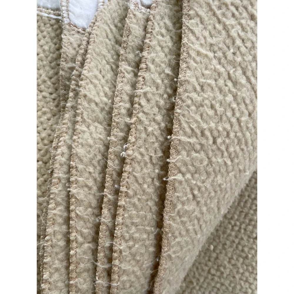 Vintage Beacon Tan Acrylic Waffle Weave Blanket Satin Trim USA Made